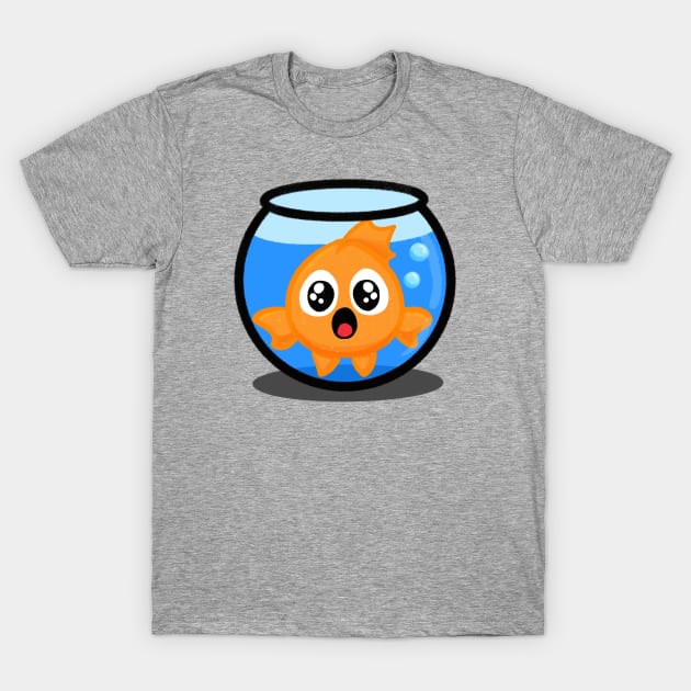 Goldfish Swimming in Bowl T-Shirt by Midnight Pixels